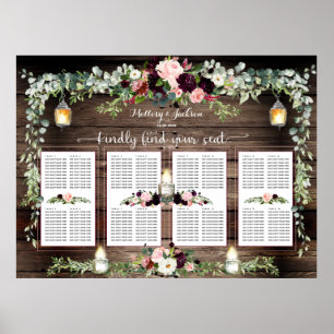 Poster Burgundy Blush Pink 160 Guest - Plat de luxe