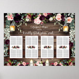 Poster Burgundy Blush Pink 160 Guest - Plat de luxe