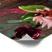 Poster Burgundy Blush Rose Barque Mariage Bienvenue (Coin)