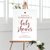 Poster Burgundy Bold Calligraphy Baby shower Bienvenue