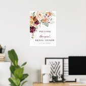 Poster Burgundy Brûlé Orange Réception de Mariage Bienven (Bureau à domicile)