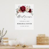 Poster Burgundy Champagne Ivory Rehearsal Dinner Welcome (Cuisine)