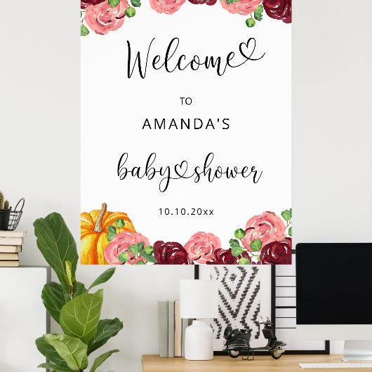 Poster Burgundy citrouille à automne (Bureau à domicile)