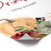 Poster Burgundy Fall Floral Citrouille Baby shower Boisso (Coin)