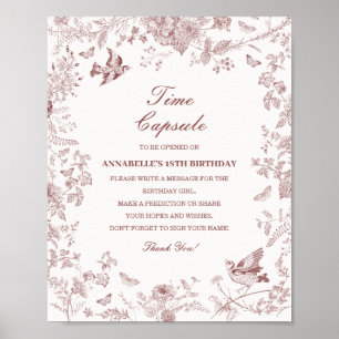 Poster Burgundy Fall Toile Jouy Floral Temps Capsule Jeu