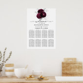 Poster Burgundy Floral Élégant Cartes De Mariage (Cuisine)