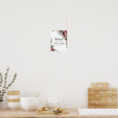 Poster Burgundy Floral Leafy Wedding Welcome Sign (Cuisine)