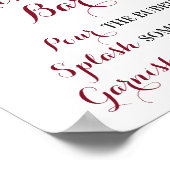 Poster Burgundy Floral Mimosa Bar Mariage Fête des mariée (Coin)