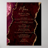 Poster Burgundy Gold Agate Mariage Table Menu (Devant)
