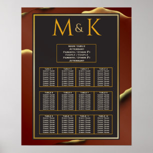 Poster 🤵 Burgundy Gold Elegant Inky Mariage Abstrait