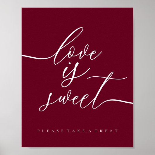 Poster Burgundy Love is Sweet Take Treat Dessert (Devant)