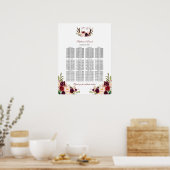 Poster Burgundy Marsala Floral Antlers (Cuisine)