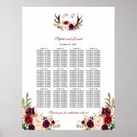 Burgundy Marsala Floral Antlers