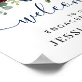 Poster Burgundy Navy Blue Blush ENGAGEMENT PARTI Bienvenu (Coin)