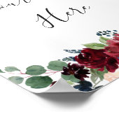 Poster Burgundy Navy Blush Floral Aquarelle personnalisée (Coin)