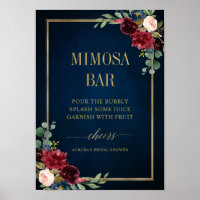 Burgundy Navy Blush Floral Gold Mimosa Bar