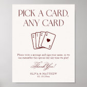 Poster Burgundy Playing Card Guest Book Wedding  (Devant)