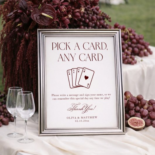 Poster Burgundy Playing Card Guest Book Wedding 