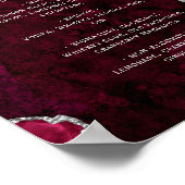 Poster Burgundy Red Silver Agate Script Wedding Bar Menu  (Coin)