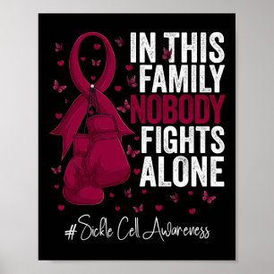 Poster Burgundy Ribbon Survivor Fighter Sickle Cell Aware