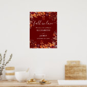 Poster Burgundy Rustic Fall In Love Wedding Welcome Sign (Cuisine)