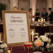 Poster Burgundy Signature Drink wedding sign