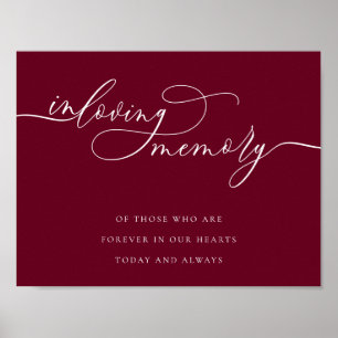Poster Burgundy Simple Clean in Love Memory