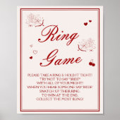 Poster Burgundy Valentine Bridal Shower Ring Game  (Devant)