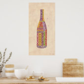 Poster Burgundy Vin Mot bouteille (Cuisine)