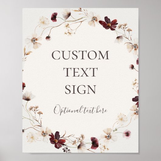 Poster Burgundy Wildflower | Cartes et Cadeaux Beige Pers (Devant)