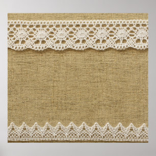 Poster Burlap, dentelle texture tissu.