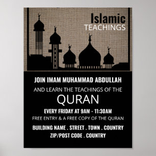 Poster Burlap Mosque Silhouette, Advert de l'enseignement