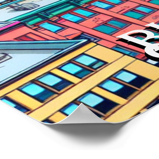 Poster Burlington, Vermont Comic Style Art (Coin)