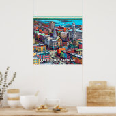 Poster Burlington, Vermont Comic Style Art (Cuisine)