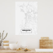 Poster Burlington, Vermont (noir sur blanc) (Cuisine)