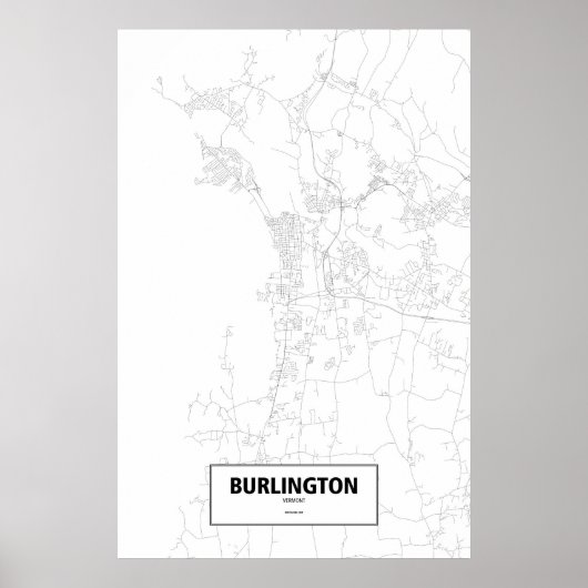 Poster Burlington, Vermont (noir sur blanc) (Devant)