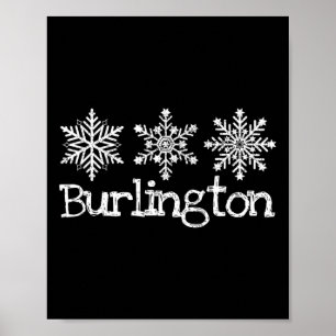 Poster Burlington Vermont Snowflakes Ski Skier Rus
