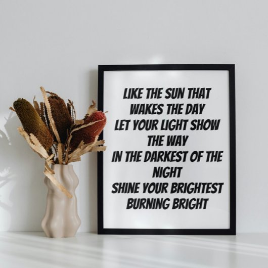 Poster Burn Bright inspiré poème mini