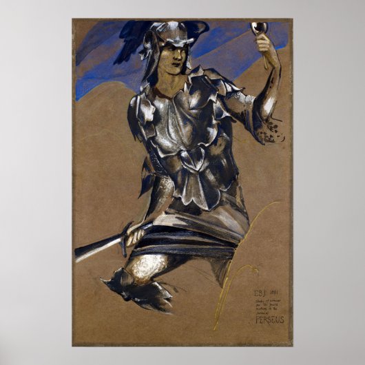 Poster Burne-Jones - Étude de Persée en armure (Devant)