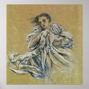 Poster Burne-Jones - Étude D'Hiver Sur La Draperie Volant