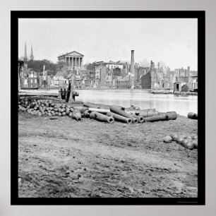 Poster Burned District and Capitol à Richmond, VA 1865