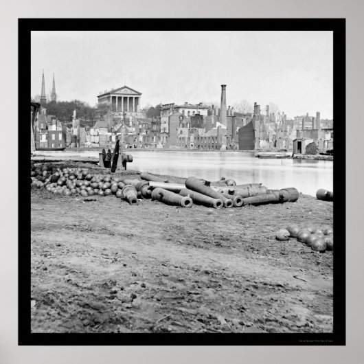 Poster Burned District and Capitol à Richmond, VA 1865 (Devant)