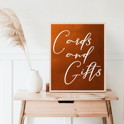 Poster Burnt Orange Boho Automne Cartes de Mariage et Cad