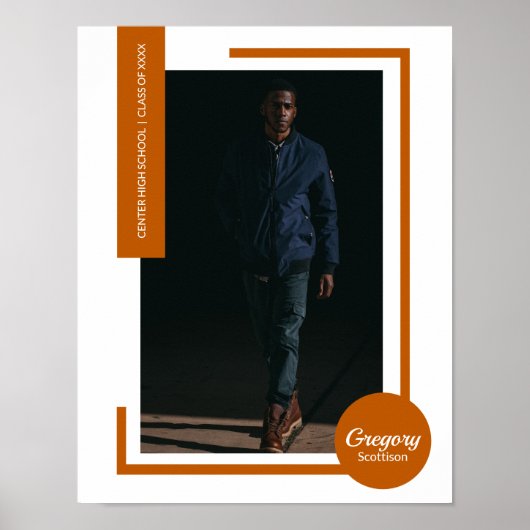 Poster Burnt Orange Photo Graduation Moderne (Devant)