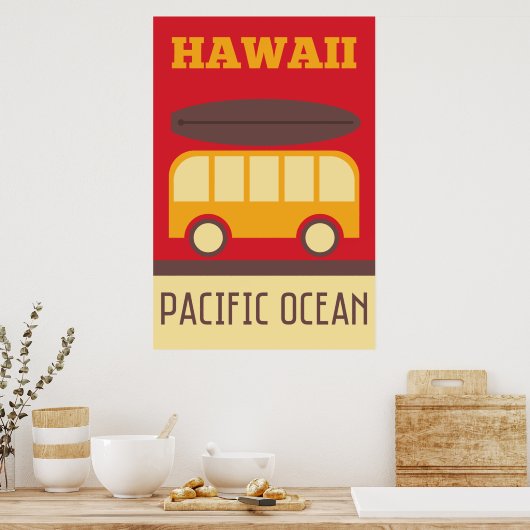Poster Bus de surf hawaïen (Cuisine)