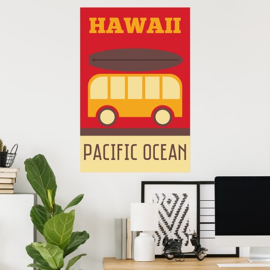 Poster Bus de surf hawaïen (Bureau à domicile)