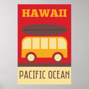 Poster Bus de surf hawaïen