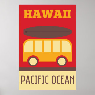 Poster Bus de surf hawaïen