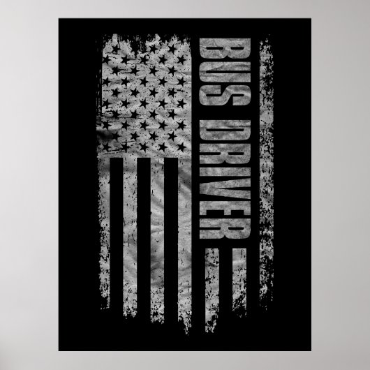 Poster Bus Driver USA Flag Distressed design (Devant)