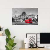 Poster Bus londonien et cathédrale Saint-Paul (Bureau à domicile)